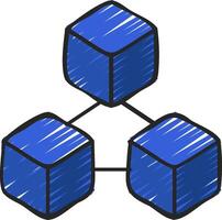 A blue cube with three cubes on it vector