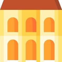 A yellow building with arches and windows vector