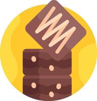 A chocolate cake with a square piece of chocolate on top vector