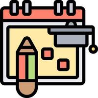 A calendar with pencils and a pencil sharpener vector