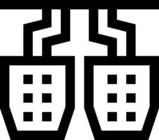 Two buildings with a tower in the middle vector