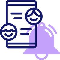 A phone with a bell and a person holding a paper vector