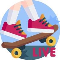 A skateboard with red shoes and red socks vector