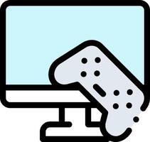 A computer monitor with a game controller on it vector