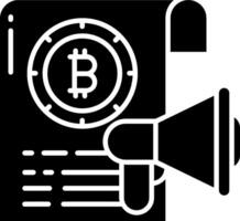 Bitcoin icon with megaphone and paper vector