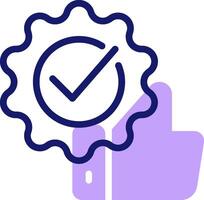 A purple seal with a check mark on it vector
