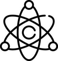 A black and white image of an atom symbol vector