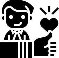A man with a heart and thumbs up icon vector