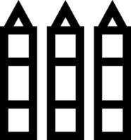 Three black and white buildings with three windows vector