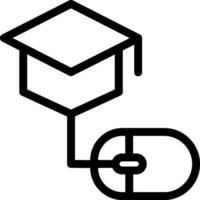 A black and white image of a graduation cap and a computer mouse vector