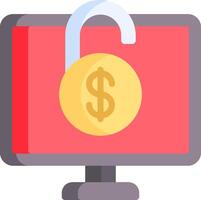 A computer screen with a padlock and dollar sign vector