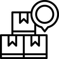 A black and white icon of a stack of boxes vector