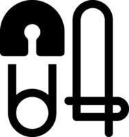 A black and white icon of a key and a lock vector