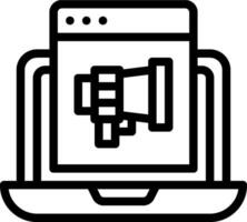 A laptop with a megaphone icon on it vector