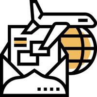 A plane and an envelope with a globe vector