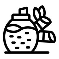 Glass jar containing liquid and bamboo sticks diffusing essential oil vector
