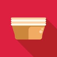 Stack of styrofoam food containers with long shadow on red background vector