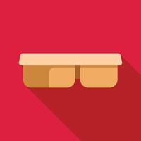 Disposable food container with two compartments and long shadow on red background vector