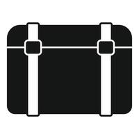 Black suitcase for traveling with two clasps icon simple style vector
