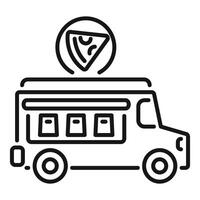 Food truck selling pizza delivering food in the city vector