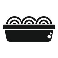 Plastic container filled with cooked instant noodles vector
