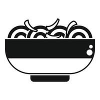 Deep bowl overflowing with chopped green onions simple icon vector