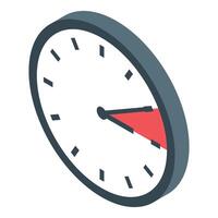 Round clock face measuring passing time isometric icon vector