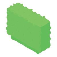 Rectangular green hay bale sitting in field vector