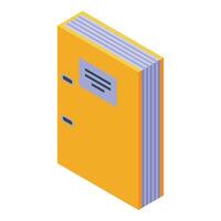 Yellow office folder standing up with papers inside is storing documents vector