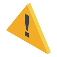 Yellow triangle warning sign showing danger with exclamation mark isometric icon vector