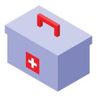 Isometric first aid kit closed with red handle vector