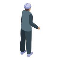 Construction engineer wearing uniform and helmet walking back view vector