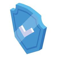Blue shield with a checkmark is showing a successful security check vector