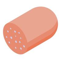 Sausage stick lying horizontally with white fat pieces isometric view vector