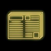 Yellow neon sign of newspaper with blank space for text on a black background vector
