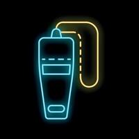 Neon sign representing wireless bluetooth headset for mobile phone on black background vector