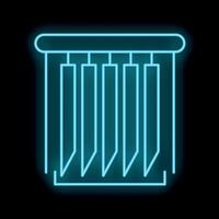 Neon icon of wind chimes glowing blue on black background vector
