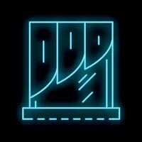 Glowing neon line icon illustration of a window covering with textile and fabric for the home, isolated on a black background vector