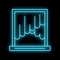 Neon blue icon of a waterfall chart displaying data on black background vector