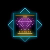 Neon sign diamond shining in multiple colors with 1786 date vector