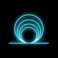 Neon blue glowing concentric circles forming an abstract shape on black background vector
