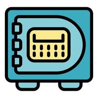 Blue safe keeping money and valuables secure with combination lock vector