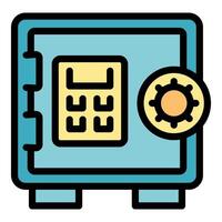 Secure money storage system with electronic lock and settings icon vector