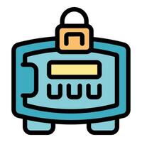 Locked payment terminal accepting credit card for secure transaction vector