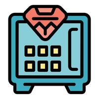 Depositing a large diamond in a bank vault with digital lock system vector