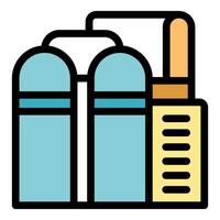 Industrial building with storage tanks and control panel, a colorful icon design vector