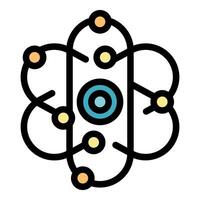 Atom icon representing physics and chemistry science vector