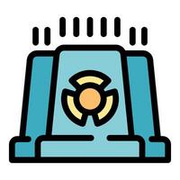 Radioactive waste container emitting light and sound signals vector