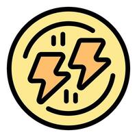 Round button icon showing two lightning bolts for charging vector