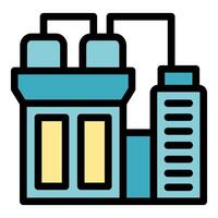 Industrial building with pipes and tanks processing resources vector